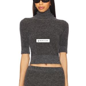 Chic Dark Gray Turtleneck Crop Top